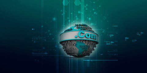 Fototapete - 3d illustration globe with word dot com