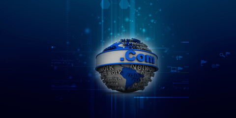 Fototapete - 3d illustration globe with word dot com