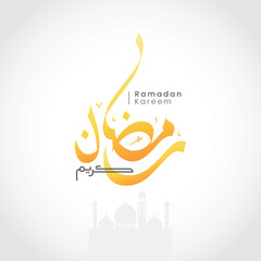 Wall Mural - Ramadan Kareem greeting card with cute arabic calligraphy means Holy Ramadan vector illustration