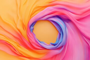 Poster - Colorful Fabric Swirls Create a Central Empty Space