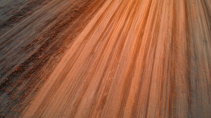 Poster - A close-up image showing textured lines and patterns in warm tones, resembling flowing sand or soil with a rich, organic feel.