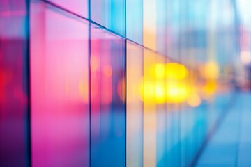 Poster - Colorful gradient background with reflections on smooth glass surface. Generative AI