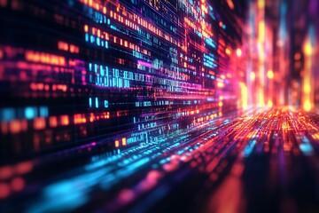 Aufkleber - Abstract background showcasing vibrant data waves in motion. Generative AI