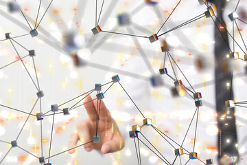 Aufkleber - Neural network 3D illustration. Big data and cybersecurity