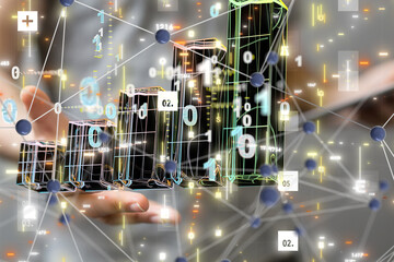 Poster - diagram Futuristic wave, Futuristic data stream