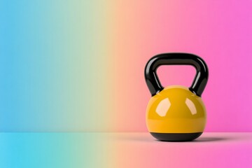 Poster - A flat design of a kettlebell in vibrant colors, placed against a plain, gradient backdrop for a modern minimalist look