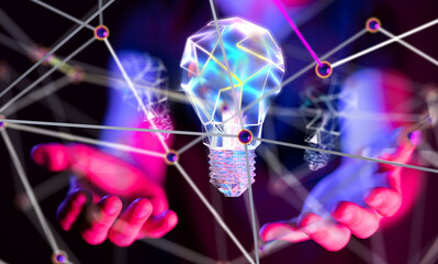 Aufkleber - Neural network 3D illustration. Big data and cybersecurity - 3d