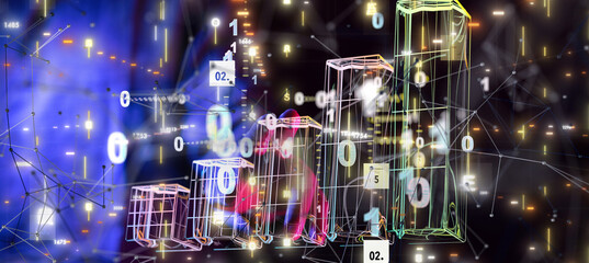 Poster - diagram Futuristic wave, Futuristic data stream