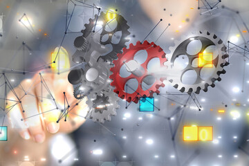 Poster - gear Technology background. Big data concept