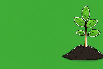 Poster - A simple illustration of a seedling growing out of the soil, with clean lines and a green gradient background