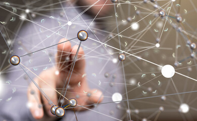 Poster - conference Digital Network and data concept 3d