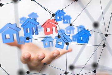 Poster - home choice Big data and artificial intelligence concept. Machine learning and cyber mind domination