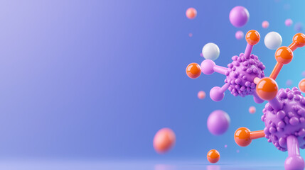 Poster - A colorful illustration of molecular structures against a soft gradient background, highlighting scientific themes in biology and chemistry.