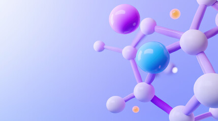 Poster - A colorful representation of molecular structures, featuring spheres and bonds in various shades against a soft gradient background.
