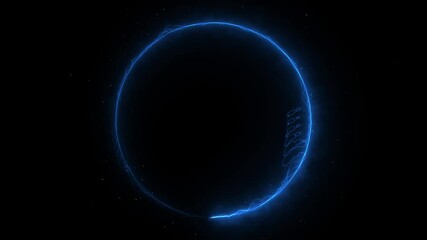 Poster - Neon lights motion loops circle circular motion draws and beautiful lights background linear lamp. Beautiful abstract circle light. Cyberpunk style design. Colors lighting light effect with particle.