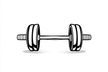 Aufkleber - A geometric icon of a dumbbell, rendered in monochrome with clean edges and minimal detail