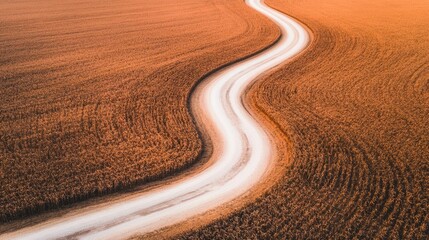 Wall Mural - Winding Country Road Through Golden Wheat Field