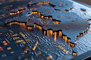 Poster - A hyper-realistic close-up of a graph displayed on a tablet, showing fine details like reflections, precise grid lines, and glowing data points