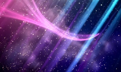 Poster - Vibrant Abstract Waves in Starry Background