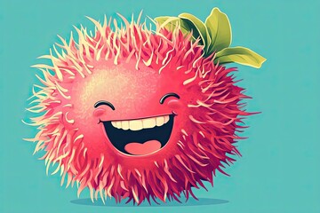 Canvas Print - Happy Rambutan Fruit Cartoon Character Illustration