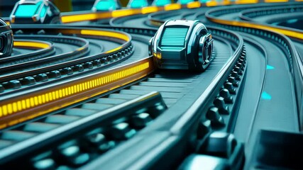 Poster - Futuristic Smart Sensor Technology with Vibrant LED Tracks and Sleek Design