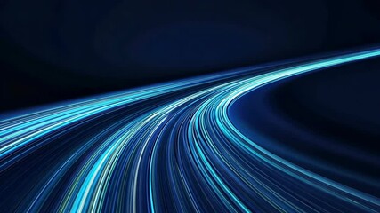 Aufkleber - Blue Light Trails on Dark Background, Abstract Design with Motion Effect