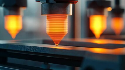 Poster - Industrial Technology Equipment with Precision Tool and LED Lighting Effects