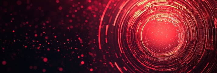 Aufkleber - A vibrant, abstract design featuring red circular patterns and glowing particles against a dark background, evoking a sense of movement and depth.