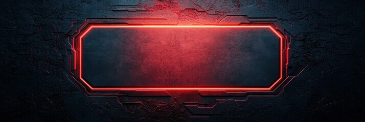 Aufkleber - A futuristic interface featuring a dark background with a glowing red rectangular frame, ideal for displaying text or graphics.