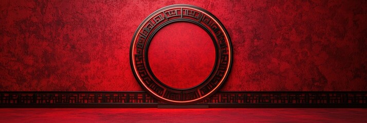 Poster - A circular frame against a rich red background, emphasizing elegance and cultural motifs.