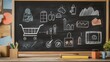 © paisorn - Product Lifecycle Visualization on Chalkboard, illustrating stages from creation to sale, engaging educational tool for business concepts