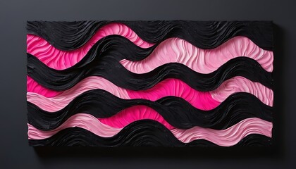 Wall Mural - A pink wave with a black background. 