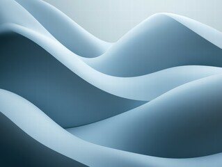 Poster - Smooth Curved Waves of Soft Blue in Abstract Background Design