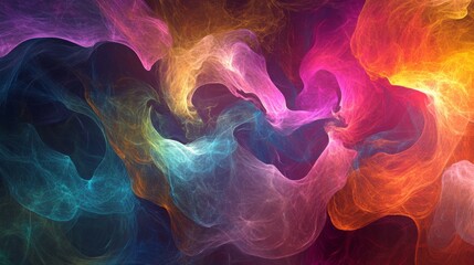Aufkleber - A vibrant, abstract swirl of colors depicting fluid movement and dynamic patterns, blending hues of pink, blue, orange, and purple.