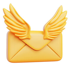 Aufkleber - 3d icon Yellow closed envelope mail sporting wings, digitally against isolated on a transparent background