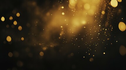 Poster - Golden Dust Particles Floating in the Air with Soft Bokeh Background