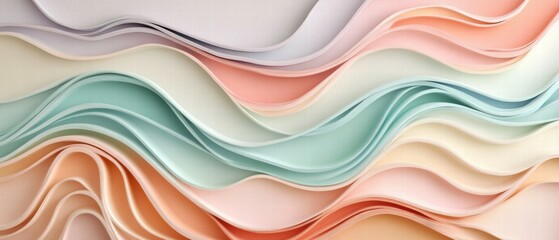 Poster - Soft Color Waves in Pastel Tones with Smooth Flowing Textures