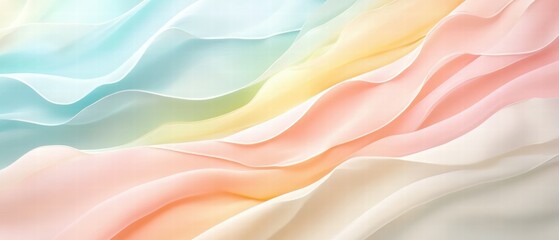 Poster - Soft Colorful Waves of Fabric Flowing Gently in Pastel Tones and Textures
