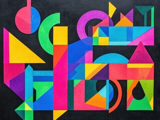 Poster - Vibrant Abstract Wall Art with Geometric Shapes and Bold Colors