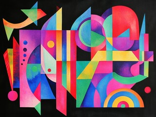 Poster - Colorful Abstract Geometric Artwork with Shapes and Vivid Colors