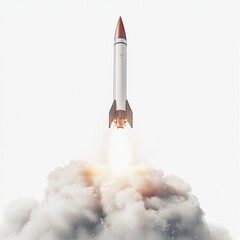 Poster - Realistic Rocket Launch with Flames and Smoke
