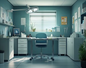 Poster - Modern office workspace with organized desk and natural light.