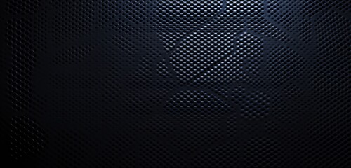 Poster - 3D render of a black abstract background with a hexagon pattern,