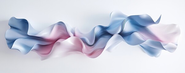 Poster - 3D render, abstract fluid background with blue and pink wavy shapes