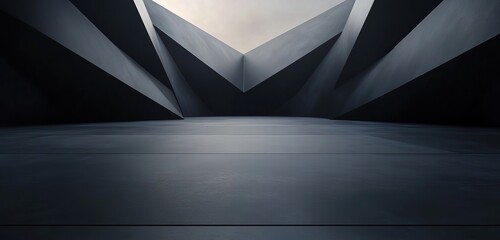 Poster - 3D render of a black abstract background with a hexagon pattern