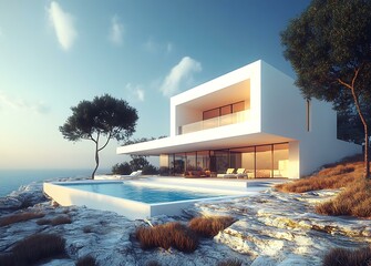 Wall Mural - Modern Seaside Villa with Infinity Pool