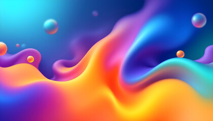 Aufkleber - Gradient background with turquoise metaball shape, morphing, colorful drops, and 3d background. Abstract 3d liquid color background. Abstract colorful gradient background with fluid shapes