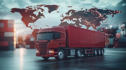Wall Mural - logistics international delivery concept, world map with logistic network distribution on background