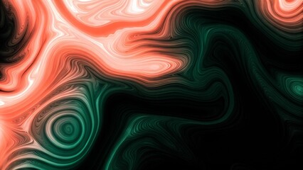 Leinwandbilder - Grainy abstract background displaying a deep emerald, bright coral, and dusty rose glowing color wave on a black backdrop. Grainy red orange color gradient background, vibrant poster noise texture