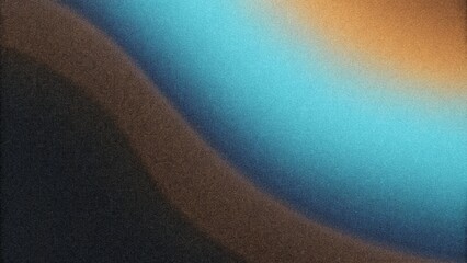 Poster - Grainy blue orange black background, abstract color gradient wave shape noise texture poster header banner wallpaper cover design. Vibrant color gradient grainy texture background orange red blue